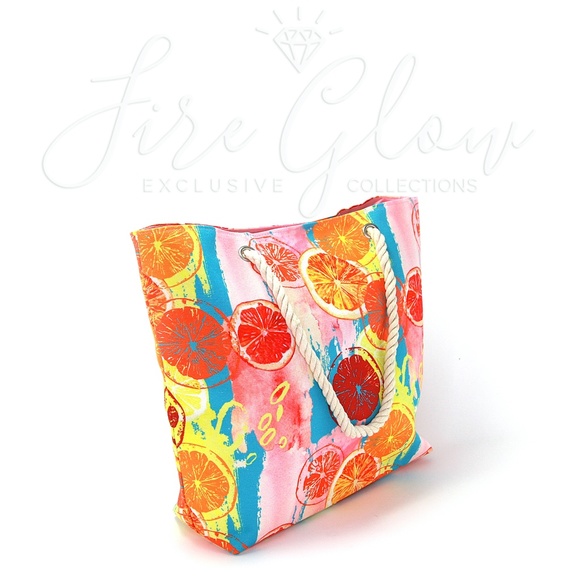 Multicolor Summer Fruit / Citrus Beach Tote Bag - Picture 5 of 7